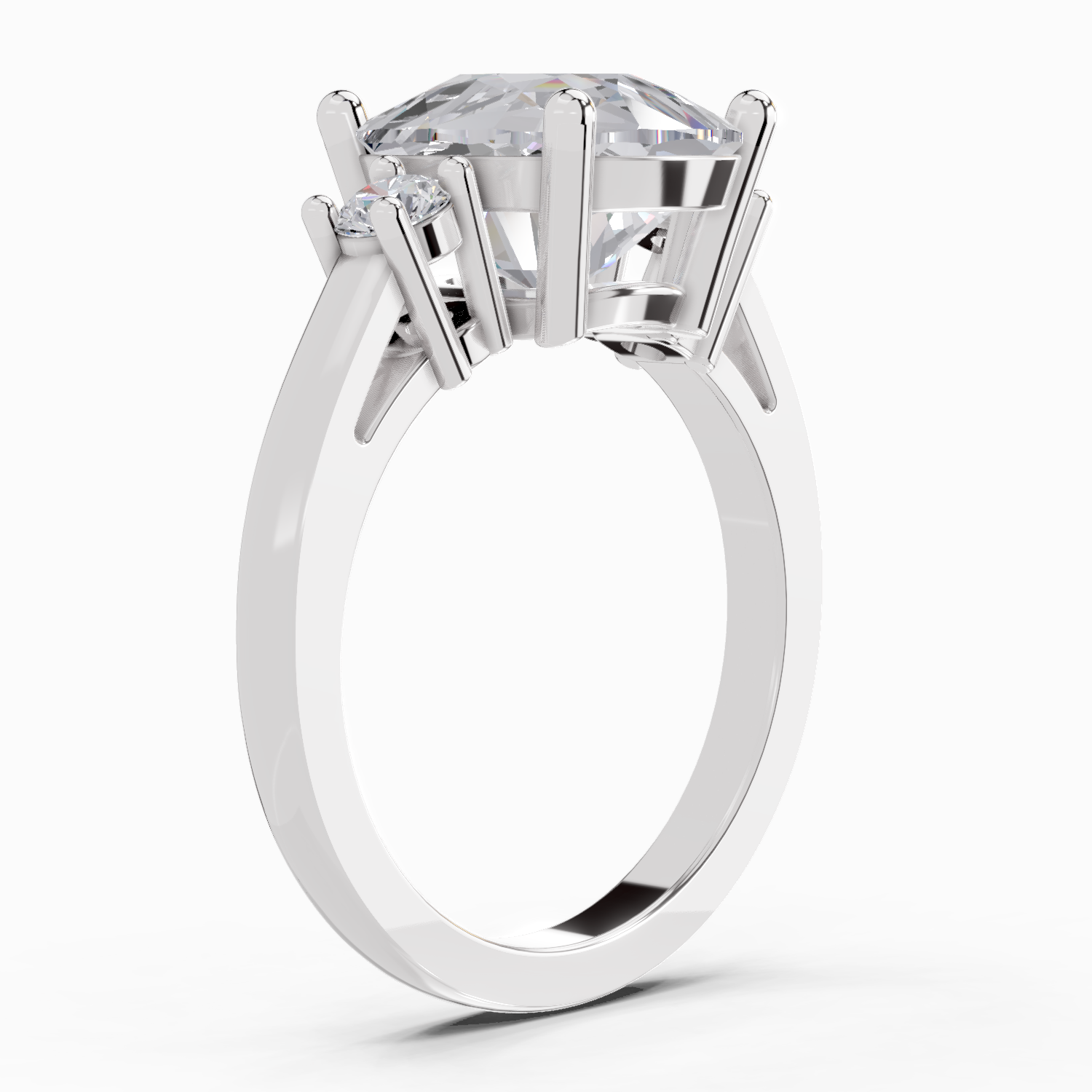 4.23 Carat Cushion Shape Three Stone Engagement Ring
