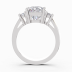 4.23 Carat Cushion Shape Three Stone Engagement Ring