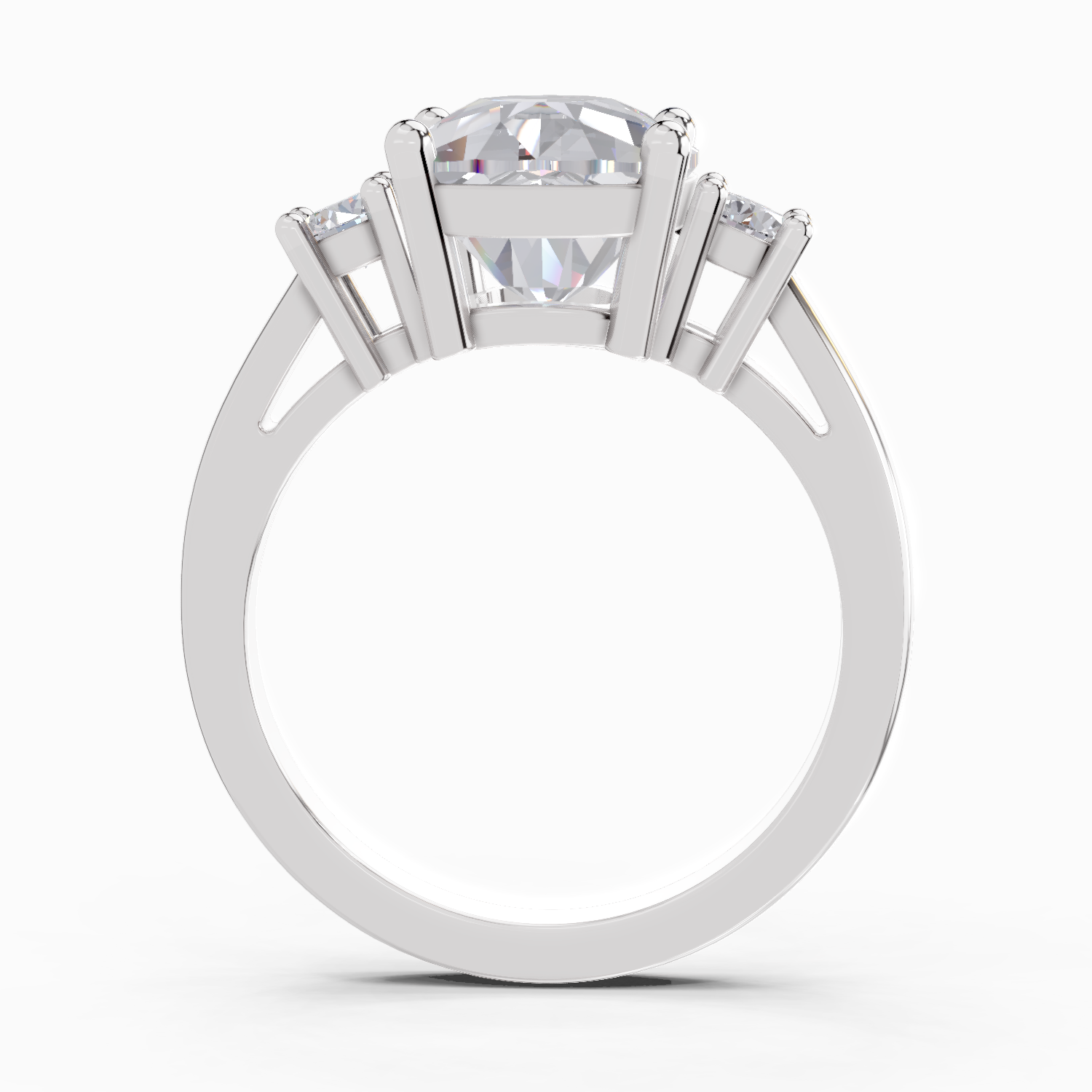 4.23 Carat Cushion Shape Three Stone Engagement Ring