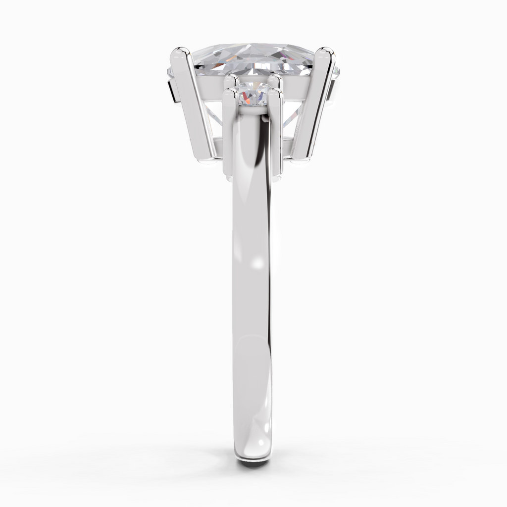 4.23 Carat Cushion Shape Three Stone Engagement Ring