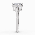 4.23 Carat Cushion Shape Three Stone Engagement Ring