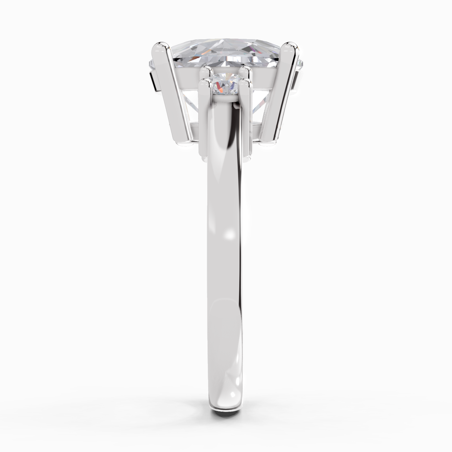 4.23 Carat Cushion Shape Three Stone Engagement Ring