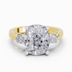 4.23 Carat Cushion Shape Three Stone Engagement Ring