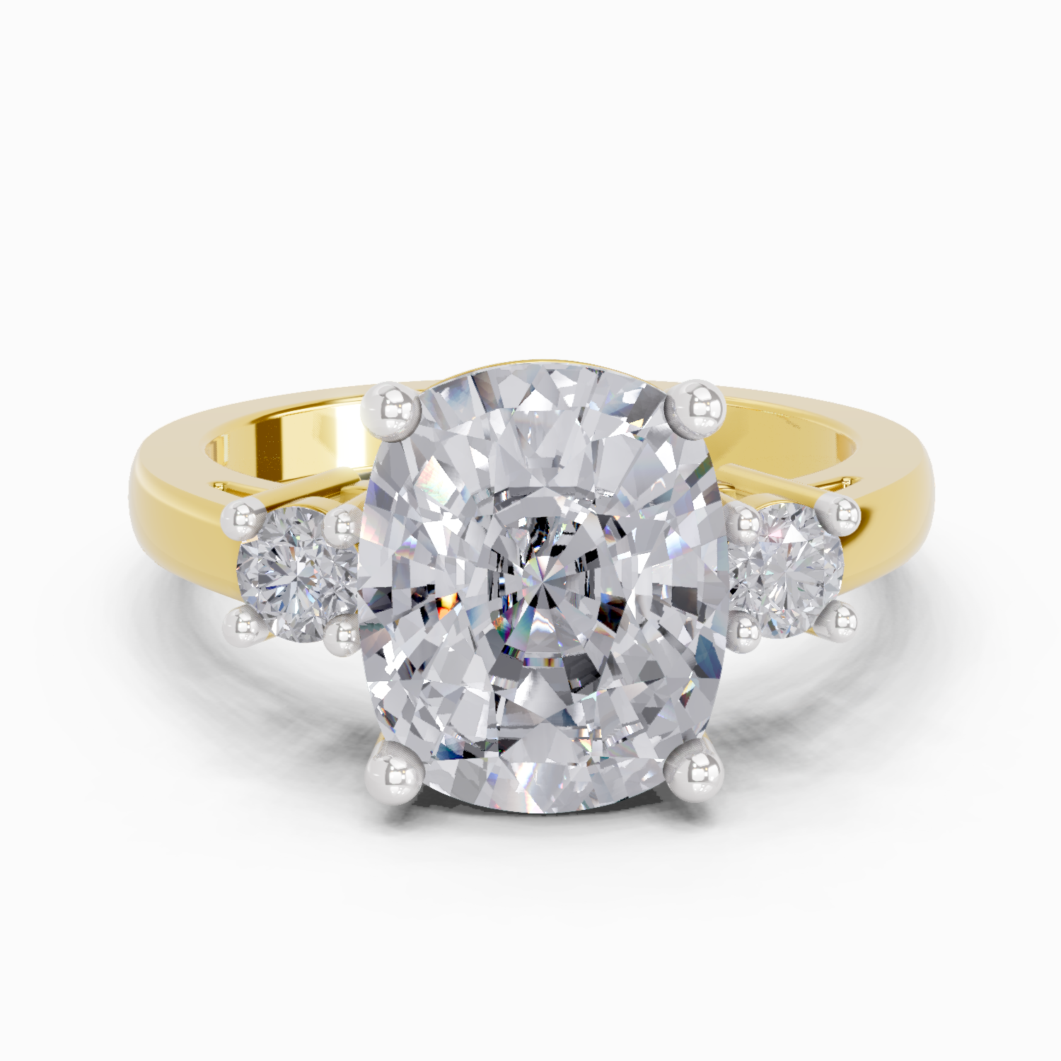 4.23 Carat Cushion Shape Three Stone Engagement Ring