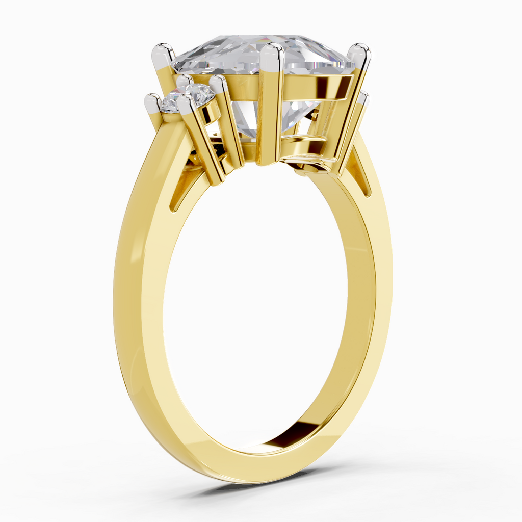 4.23 Carat Cushion Shape Three Stone Engagement Ring