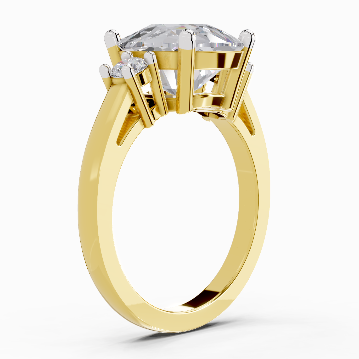 4.23 Carat Cushion Shape Three Stone Engagement Ring
