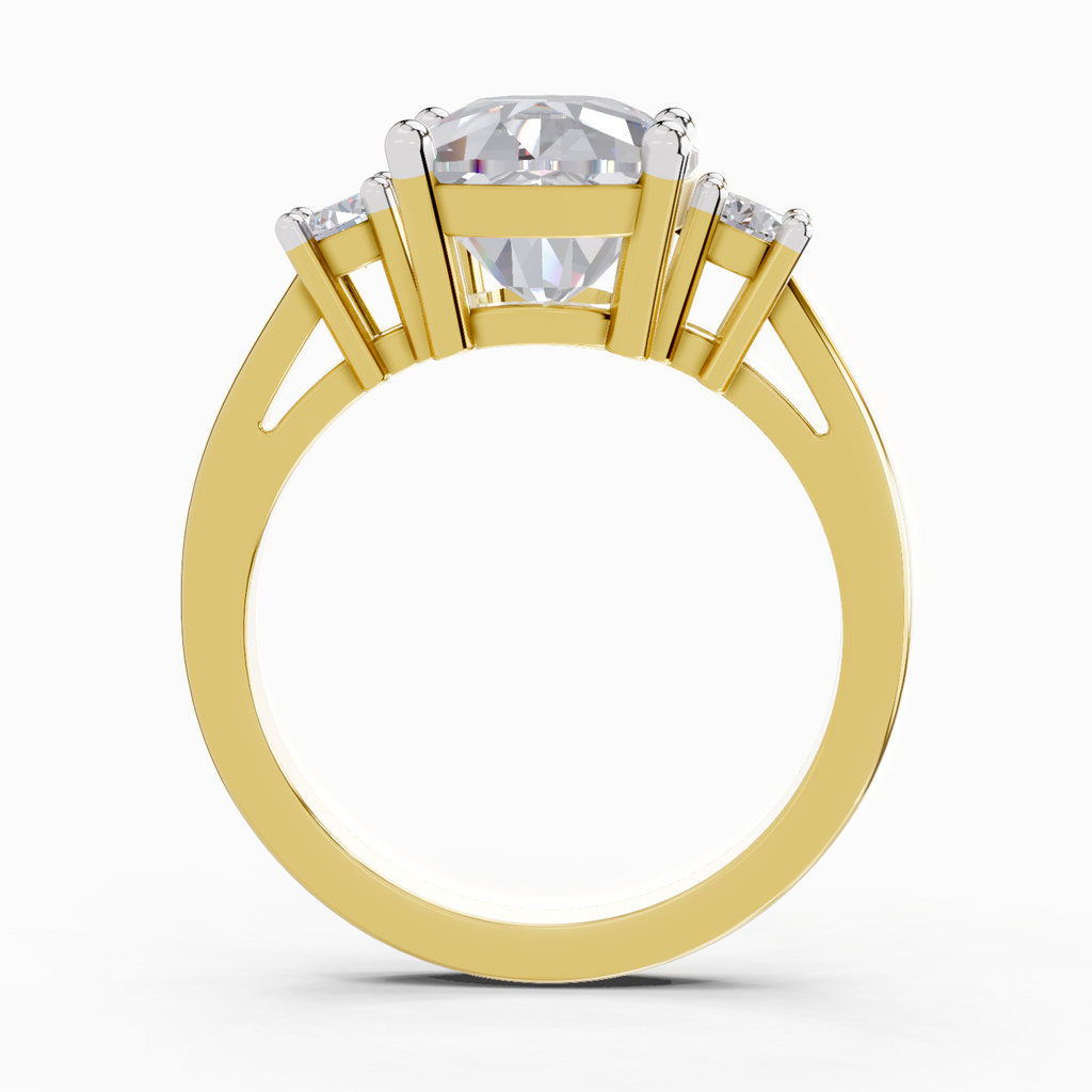 4.23 Carat Cushion Shape Three Stone Engagement Ring
