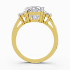 4.23 Carat Cushion Shape Three Stone Engagement Ring