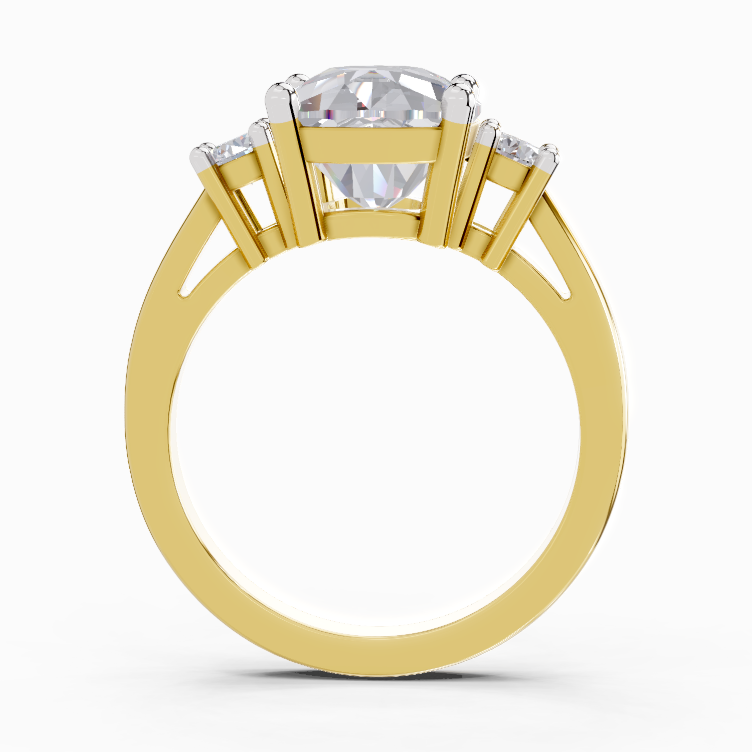 4.23 Carat Cushion Shape Three Stone Engagement Ring