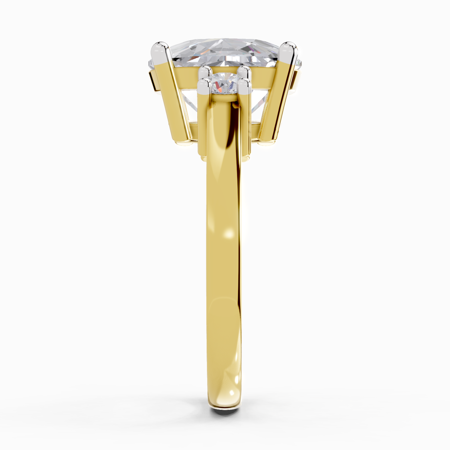 4.23 Carat Cushion Shape Three Stone Engagement Ring