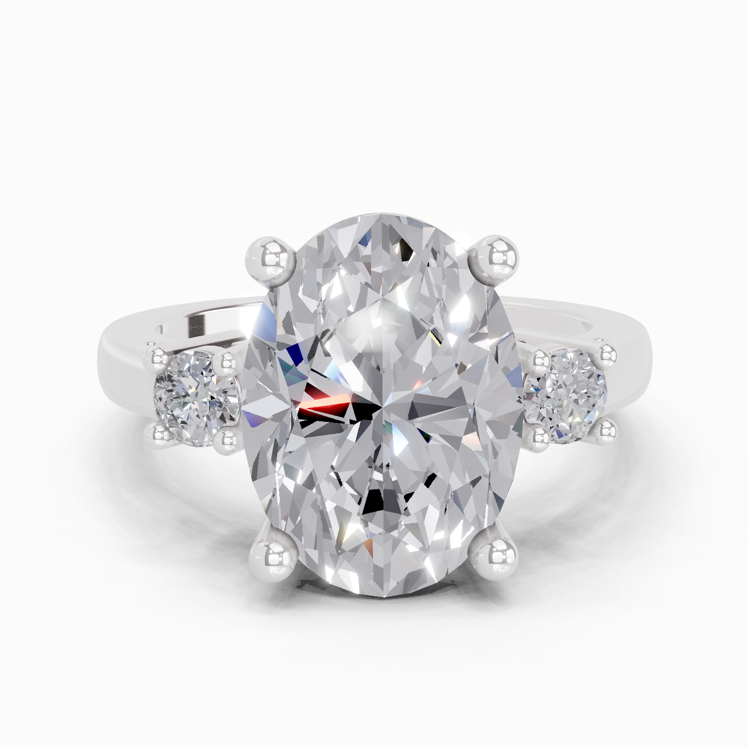 5.23 Carat Oval Trilogy Engagement Ring