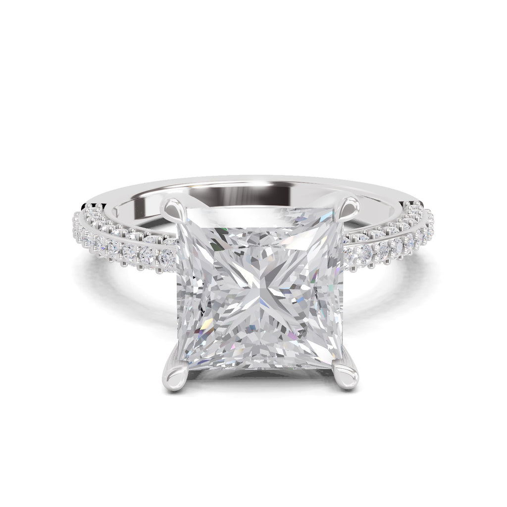 4.37 Ct Princess Shape Solitaire Diamond Ring