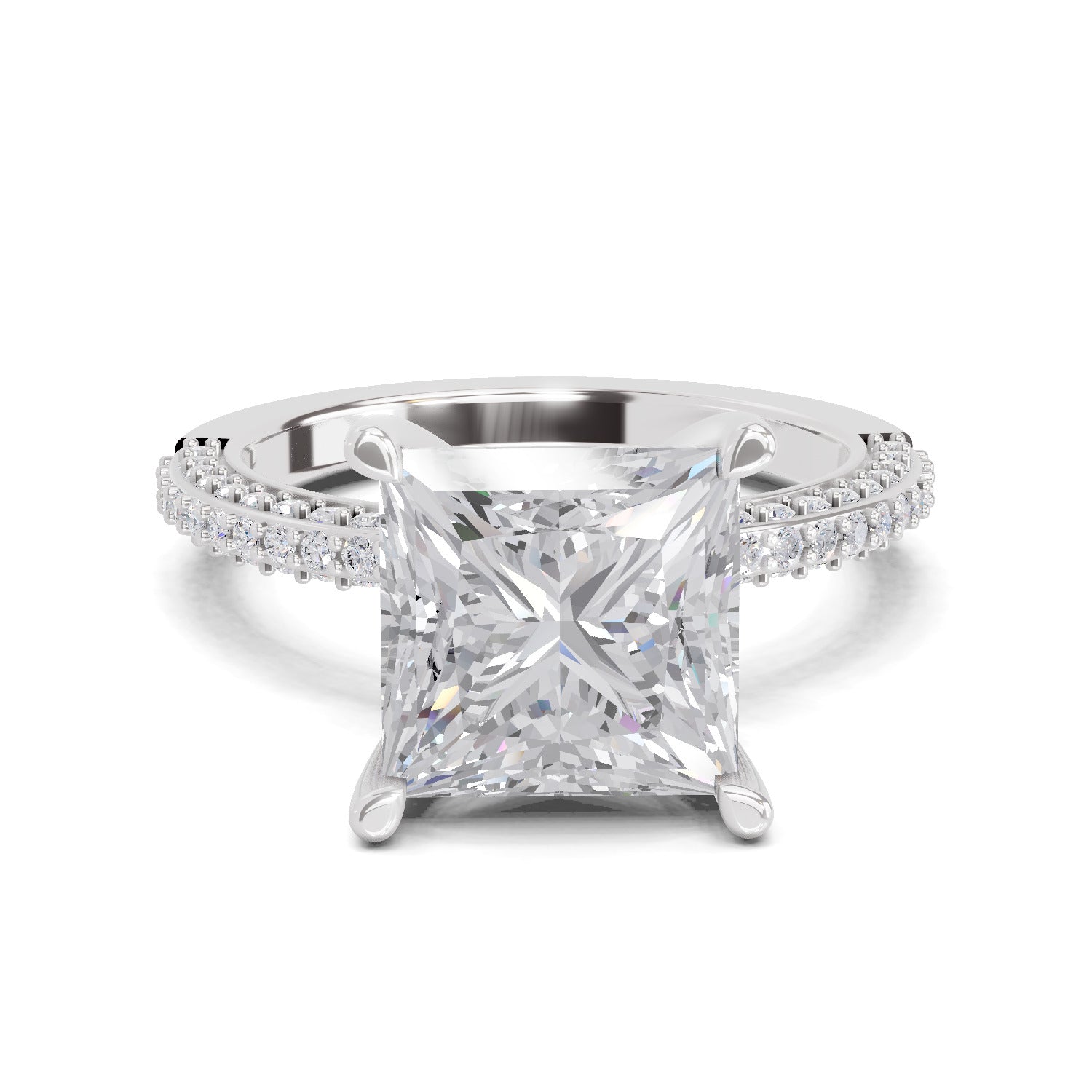 4.37 Ct Princess Shape Solitaire Diamond Ring