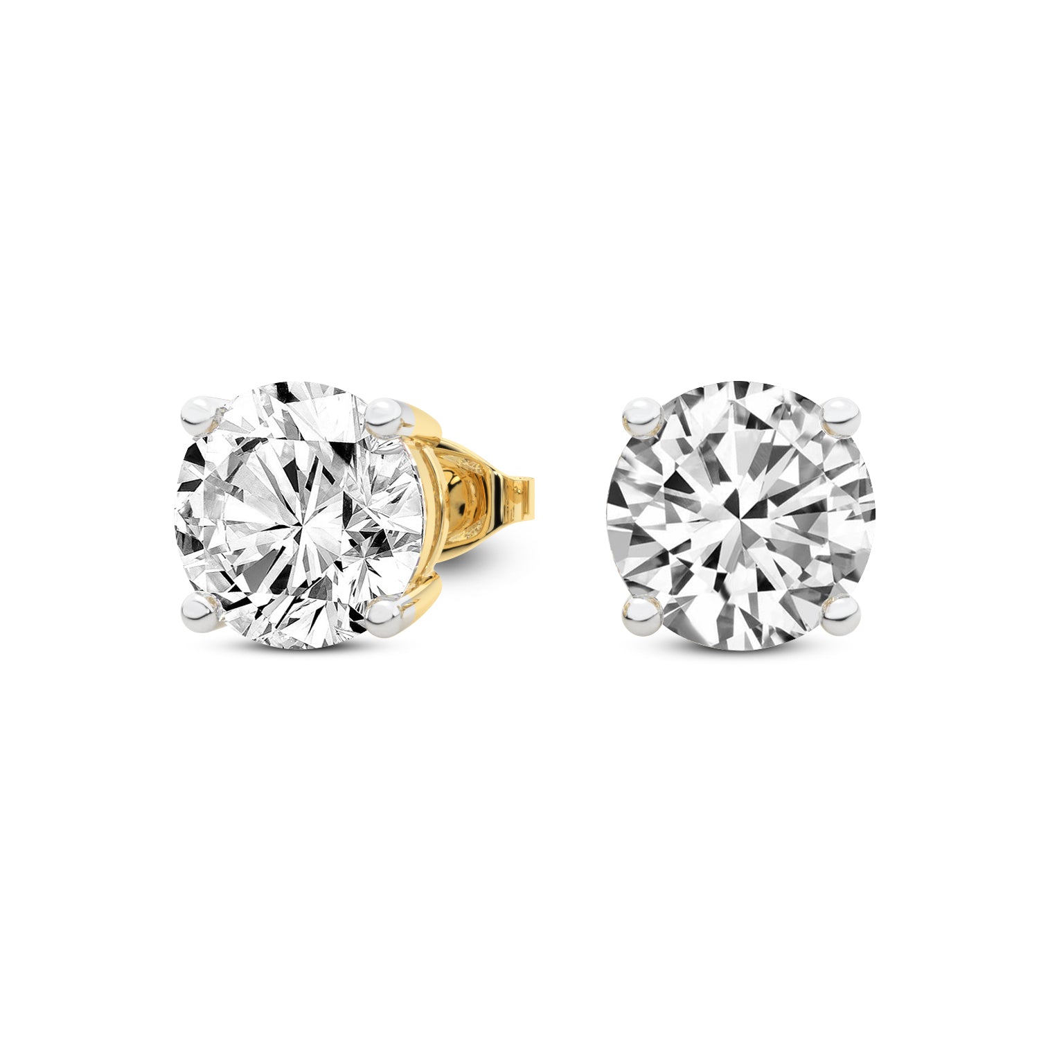 4.17 Carat 14K Gold Timeless Solitaire Stud Earring