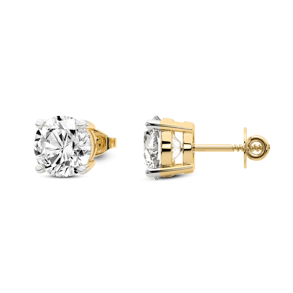 6.72 Carat 14K Gold Timeless Solitaire Stud Earring
