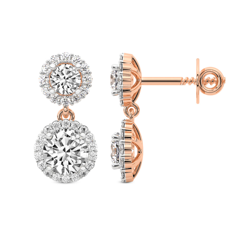2.07 Carat Diamond Sasha Double Halo Earrings 14K - Rose Gold
