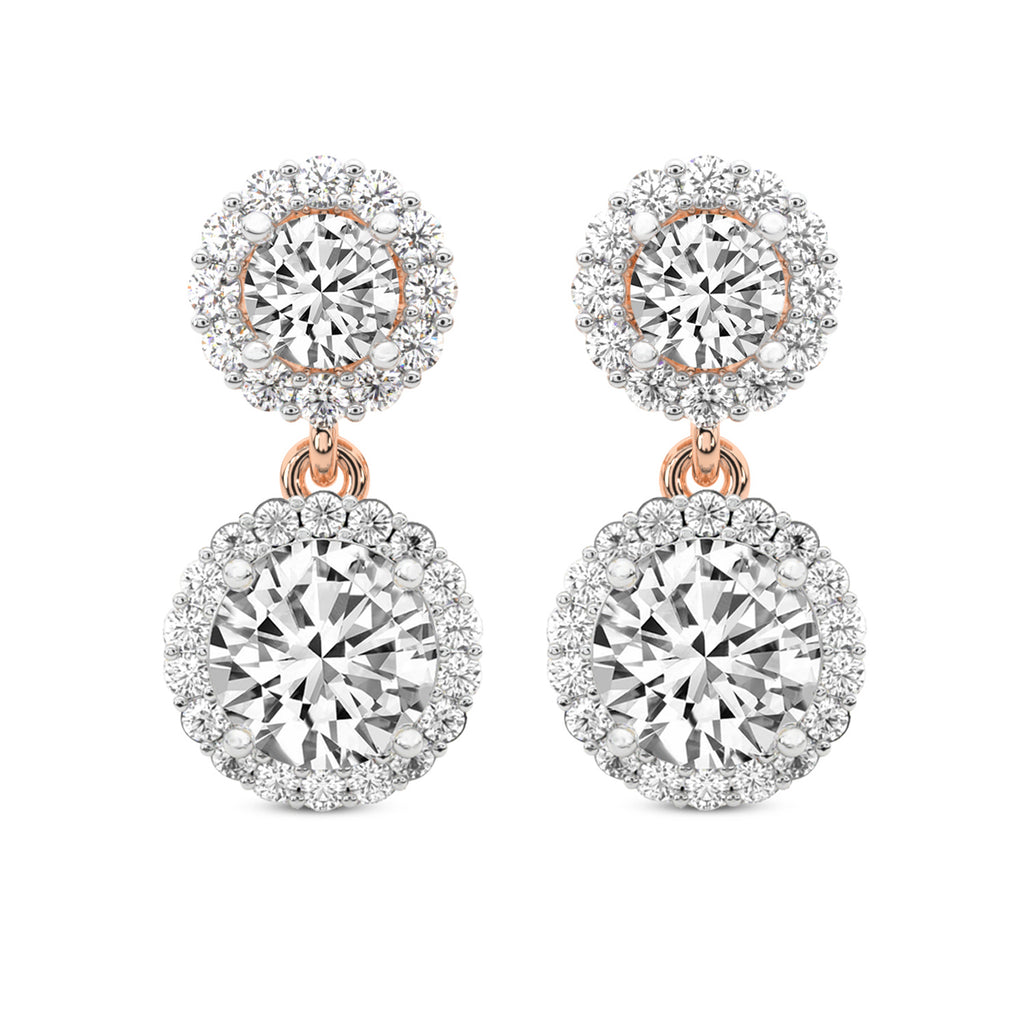 2.07 Carat Diamond Sasha Double Halo Earrings 14K - Rose Gold