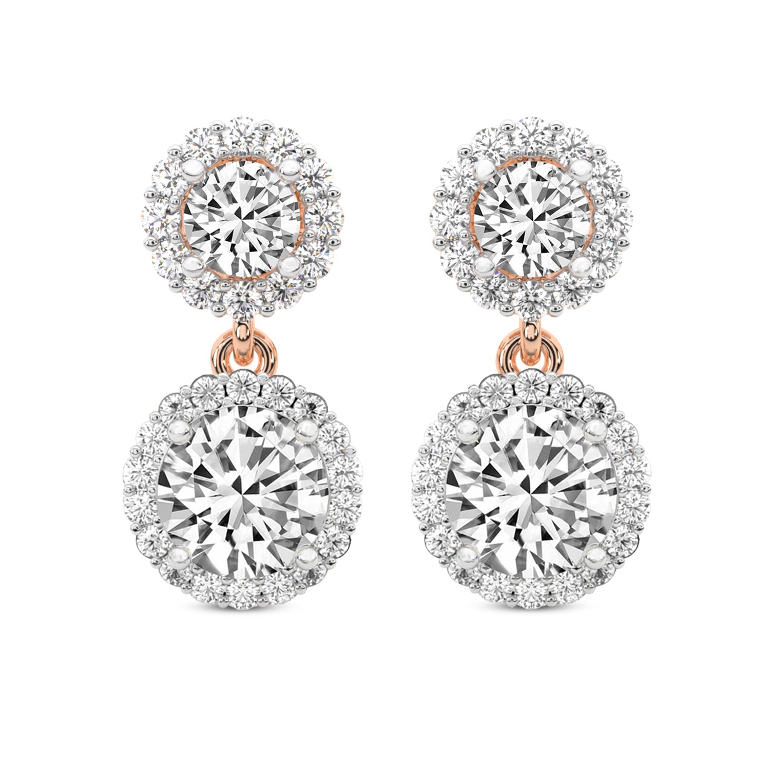 2.07 Carat Diamond Sasha Double Halo Earrings 14K - Rose Gold
