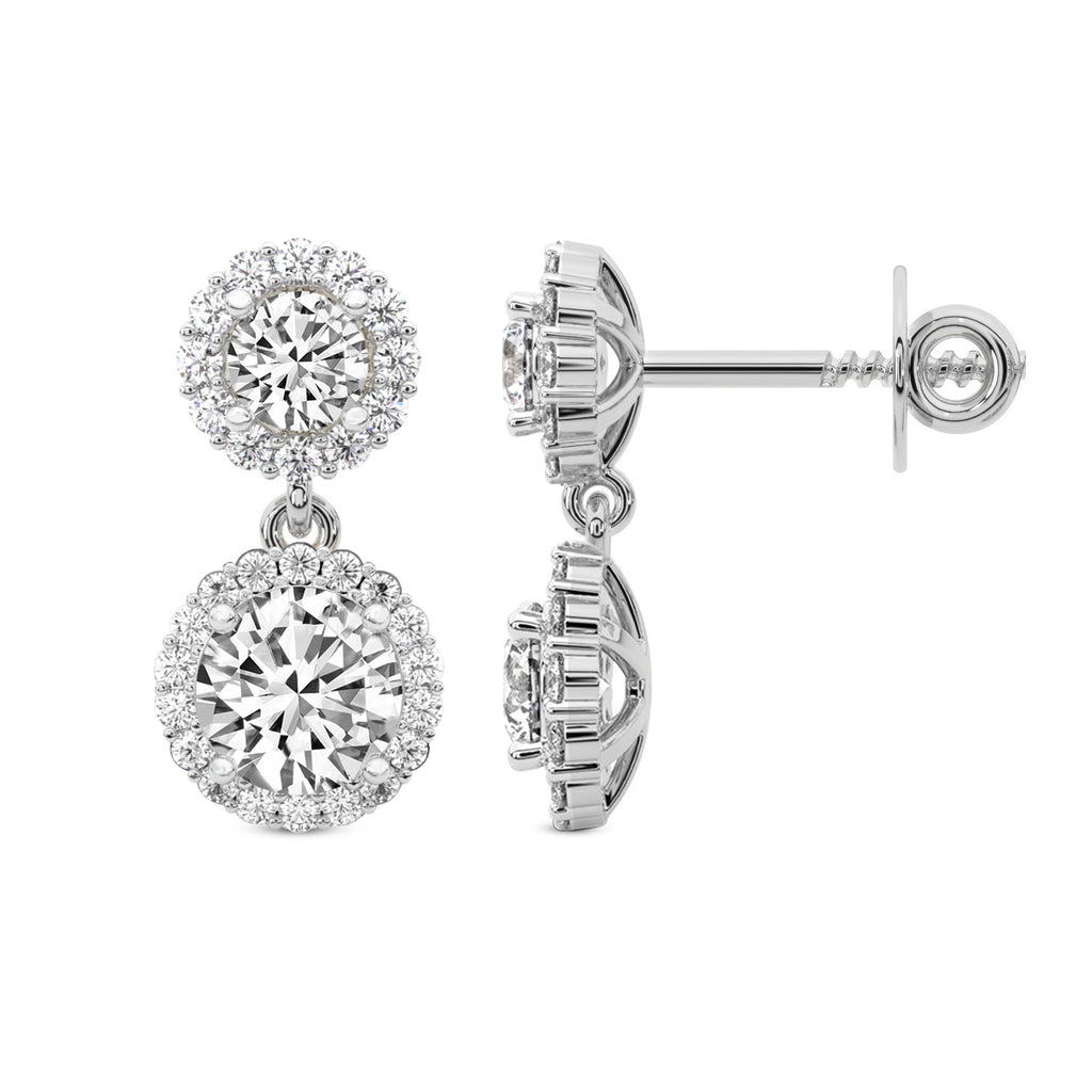2.07 Carat Diamond Sasha Double Halo Earrings 14K - White Gold