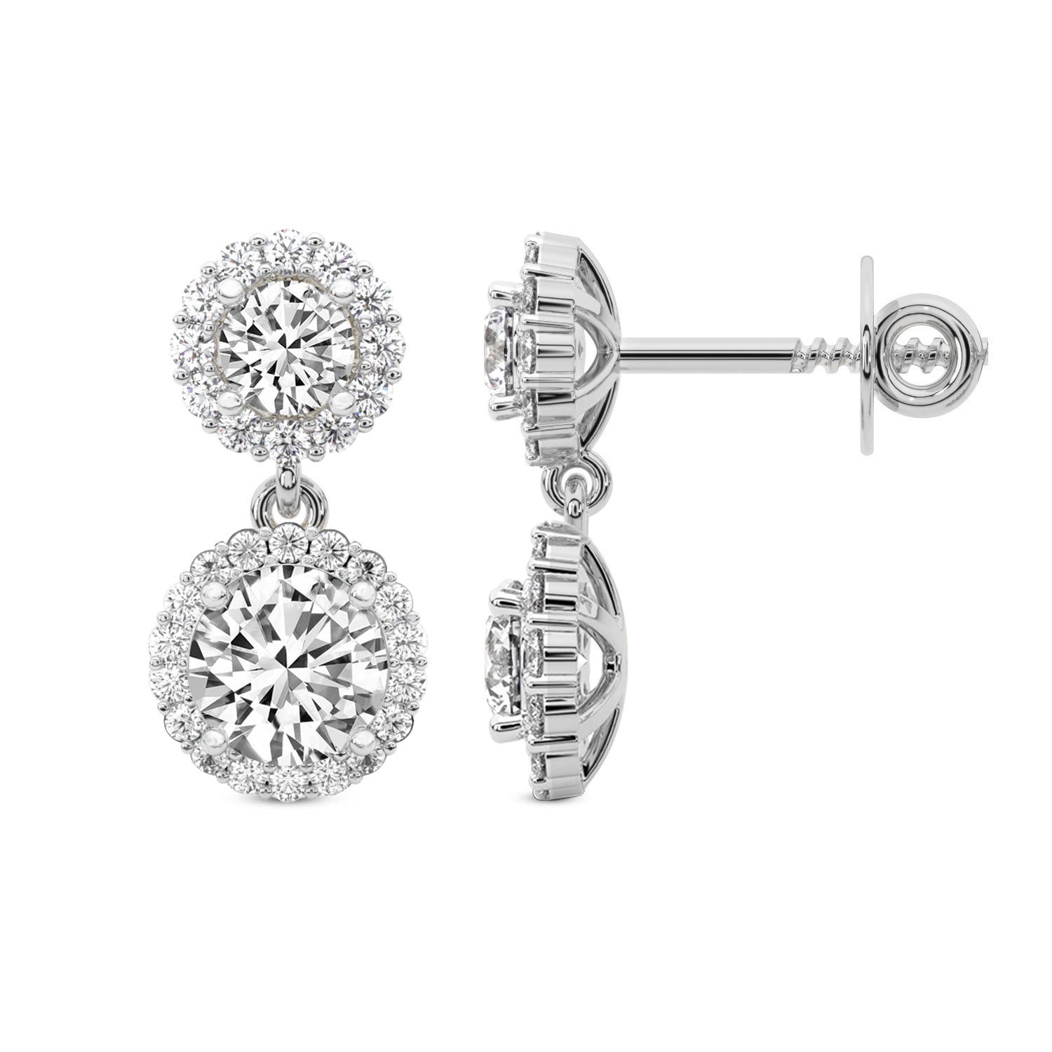 2.07 Carat Diamond Sasha Double Halo Earrings 14K - White Gold