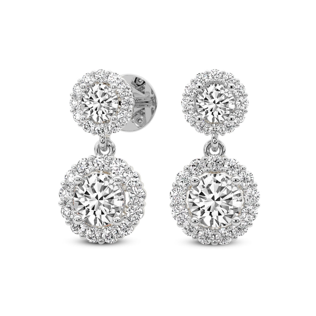 2.07 Carat Diamond Sasha Double Halo Earrings 14K - White Gold