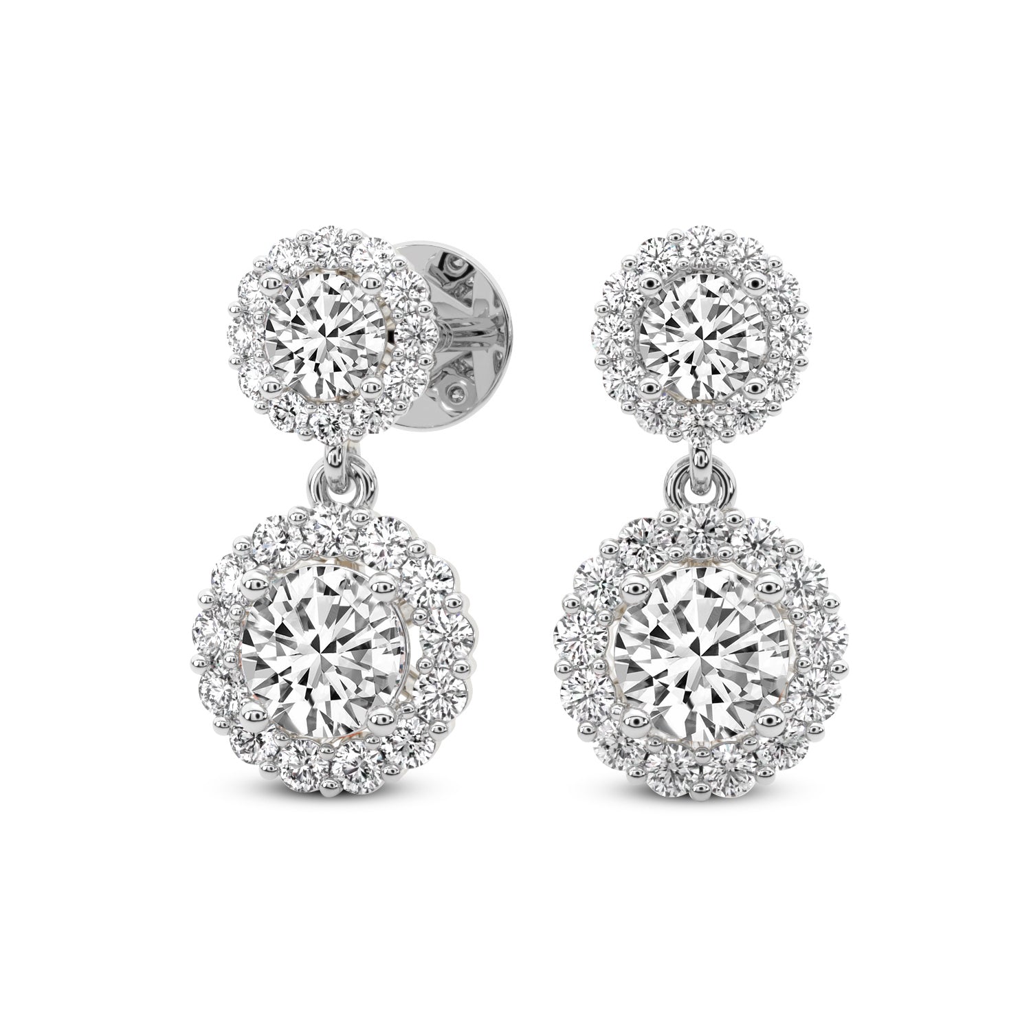 2.07 Carat Diamond Sasha Double Halo Earrings 14K - White Gold