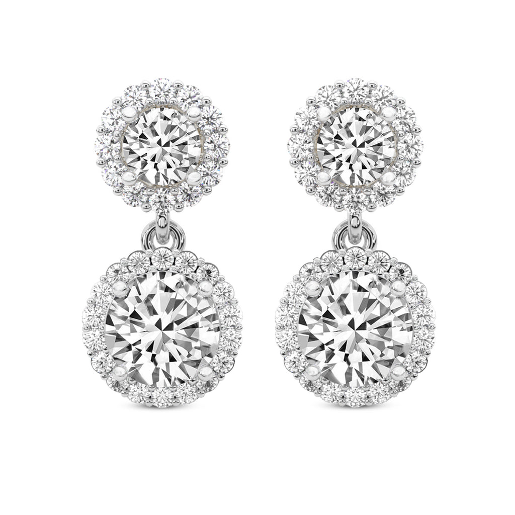 2.07 Carat Diamond Sasha Double Halo Earrings 14K - White Gold