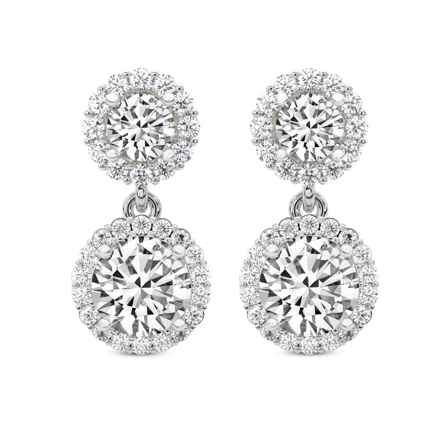 2.07 Carat Diamond Sasha Double Halo Earrings 14K - White Gold