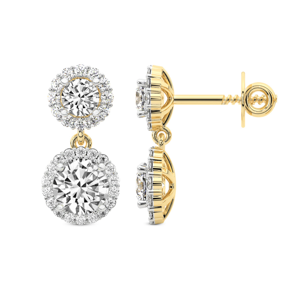 2.07 Carat Diamond Sasha Double Halo Earrings 14K
