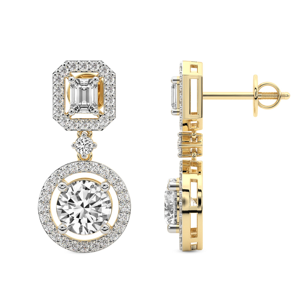 5.72 Carat 14K Gold Art Deco Halo Drops
