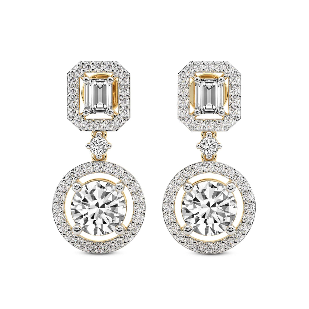 5.72 Carat 14K Gold Art Deco Halo Drops