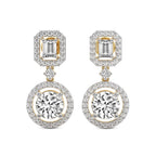 5.72 Carat 14K Gold Art Deco Halo Drops