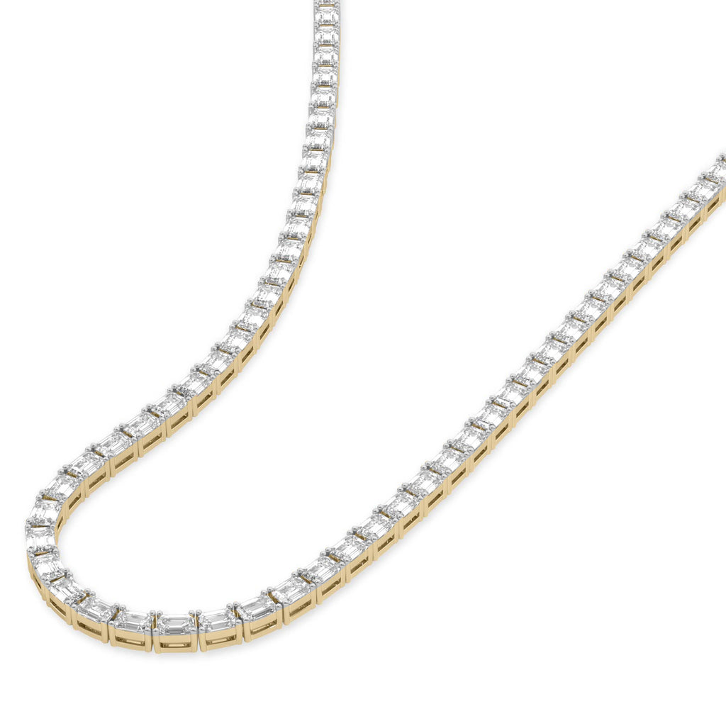 20.16 Carat 14K Gold Emerald-Cut Tennis Necklace