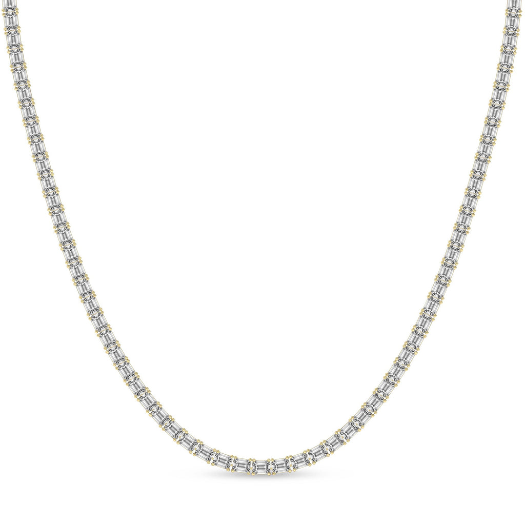 20.16 Carat 14K Gold Emerald-Cut Tennis Necklace
