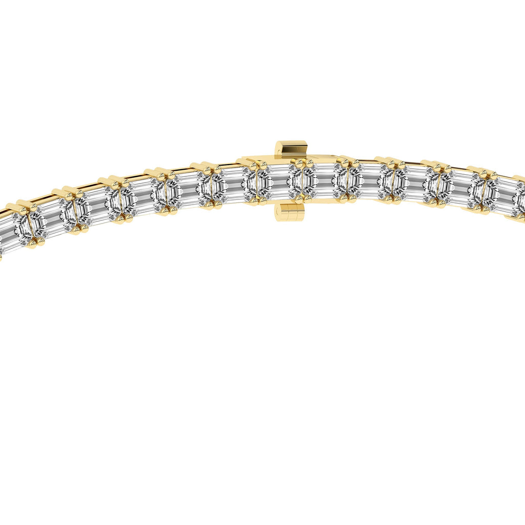 20.16 Carat 14K Gold Emerald-Cut Tennis Necklace