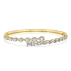 4.92 Carat 14K Gold Baguette and Pear-Shaped Bangle Bracelet