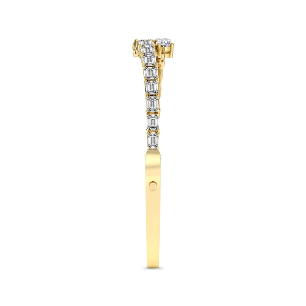 4.92 Carat 14K Gold Baguette and Pear-Shaped Bangle Bracelet