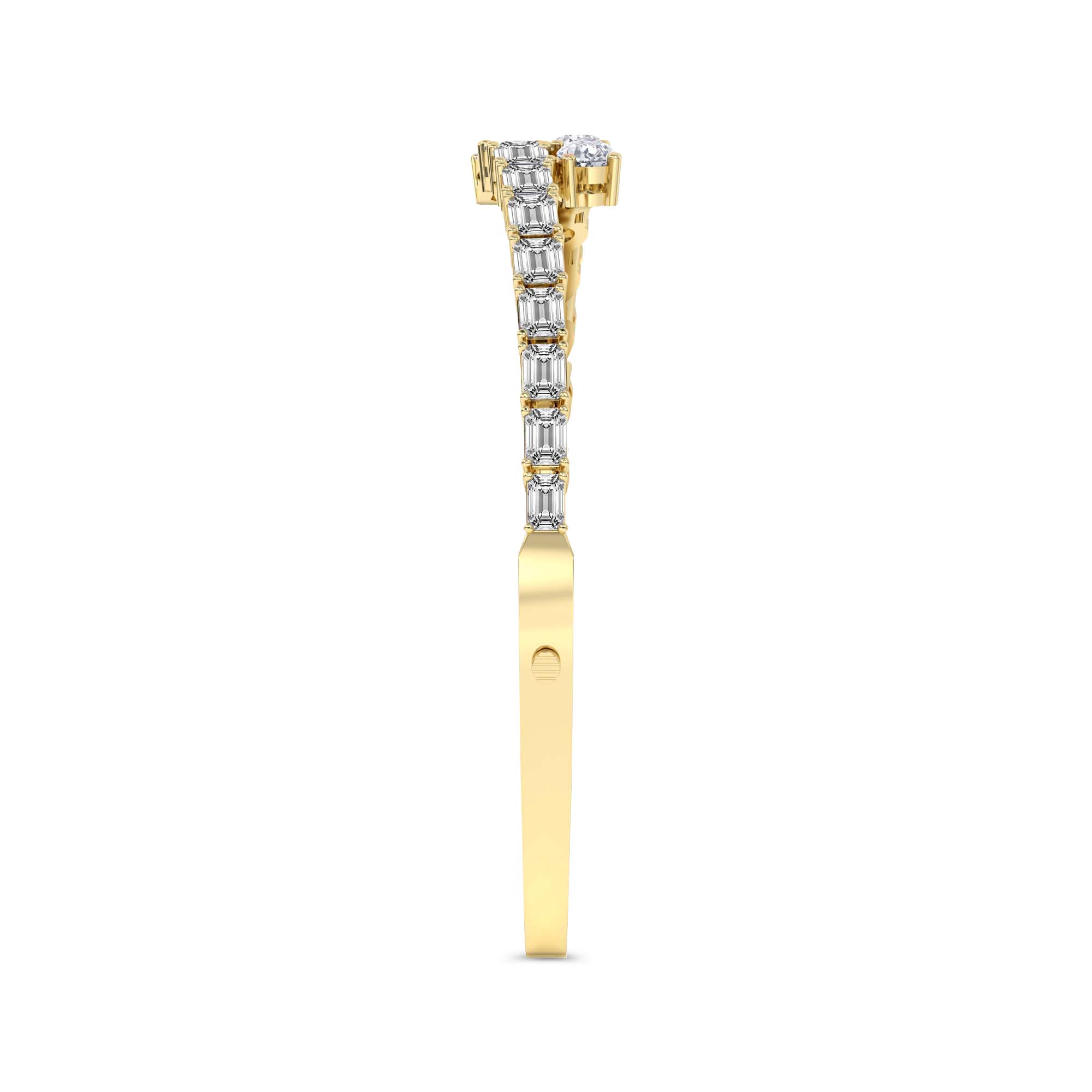 4.92 Carat 14K Gold Baguette and Pear-Shaped Bangle Bracelet