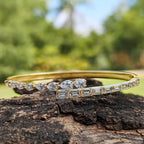 4.92 Carat 14K Gold Baguette and Pear-Shaped Bangle Bracelet
