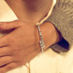 4.92 Carat 14K Gold Baguette and Pear-Shaped Bangle Bracelet