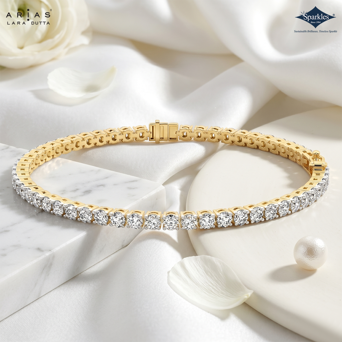 Arias by Lara Dutta: Golden Radiance Tennis Bracelet