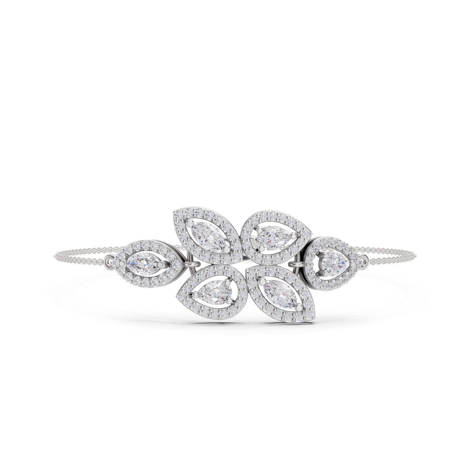1.93 Carat Marquise Shaped Fashion Bracelet 14K - White Gold