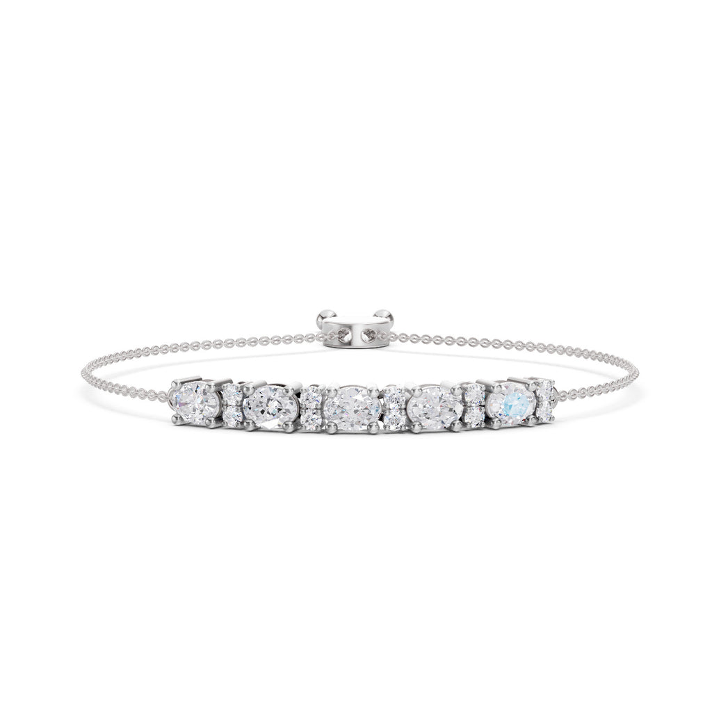 1.72 Carat Oval Shaped Fashion Bracelet 14K - White Gold