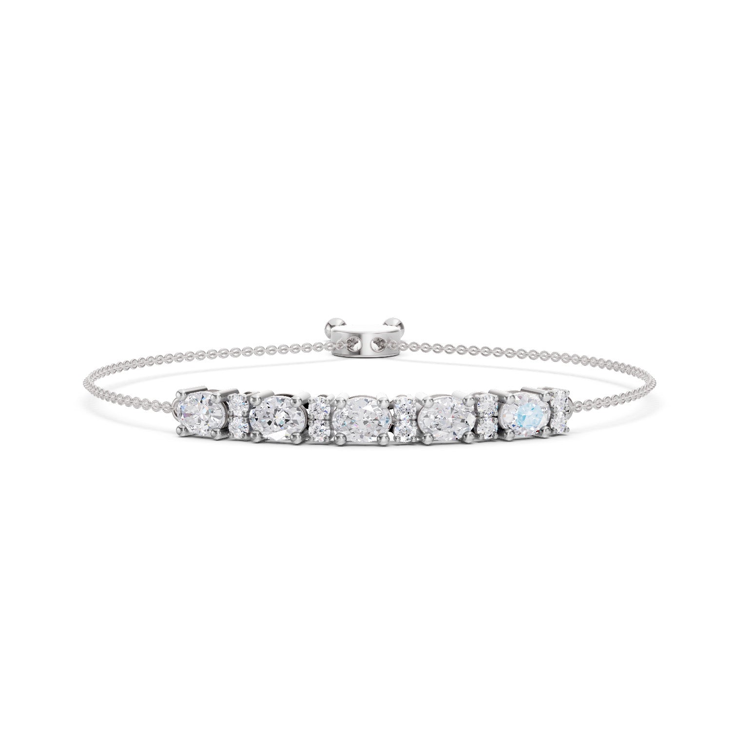 1.72 Carat Oval Shaped Fashion Bracelet 14K - White Gold