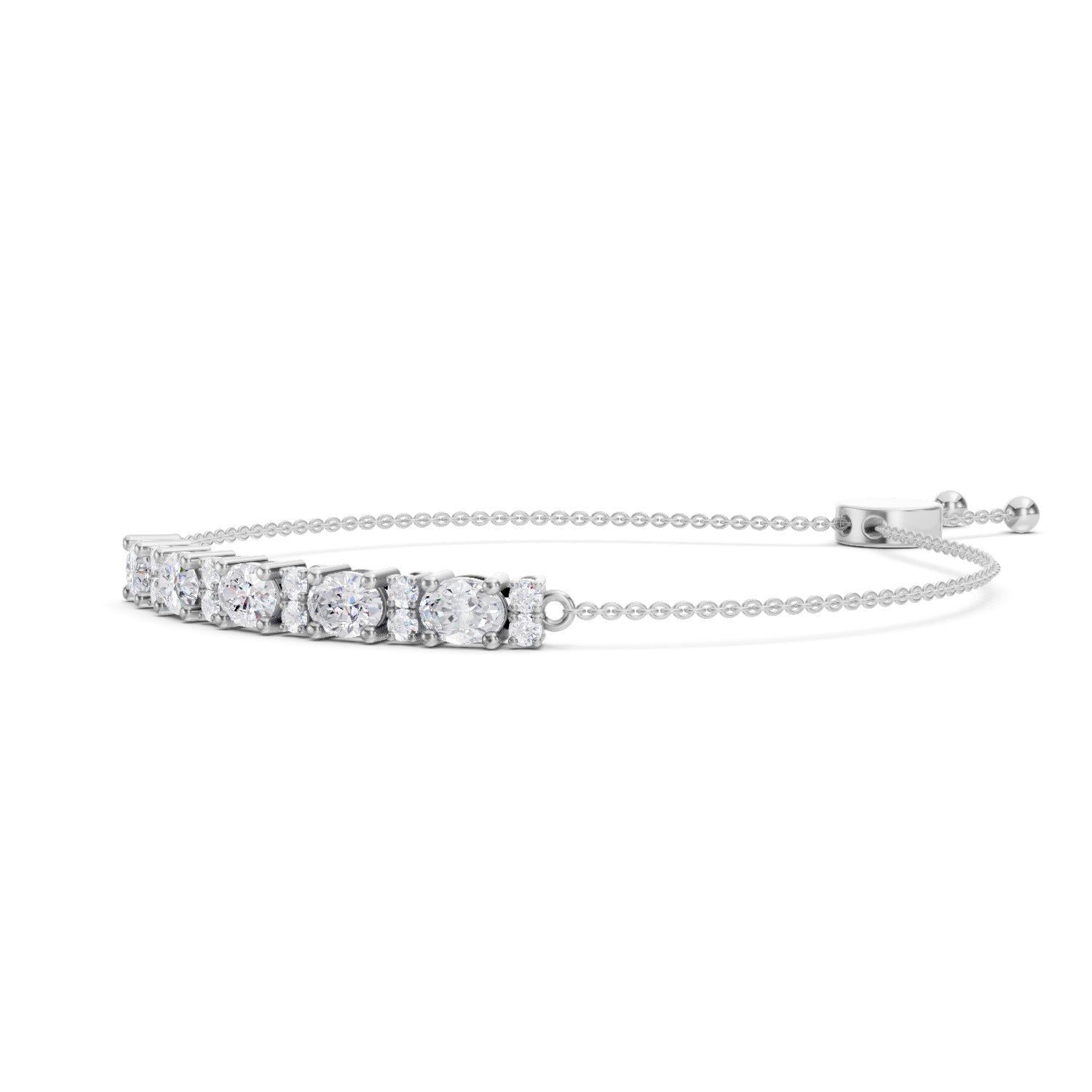 1.72 Carat Oval Shaped Fashion Bracelet 14K - White Gold