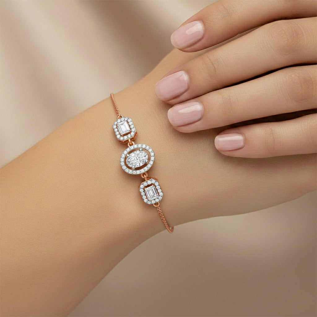 1.66 Carat Emerald Shaped Fashion Bracelet 14K - Rose Gold