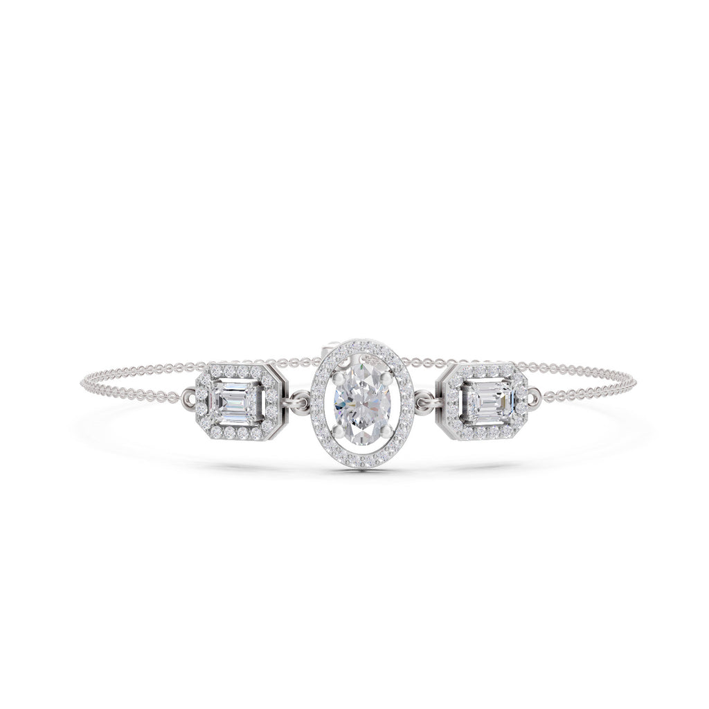1.66 Carat Emerald Shaped Fashion Bracelet 14K - White Gold