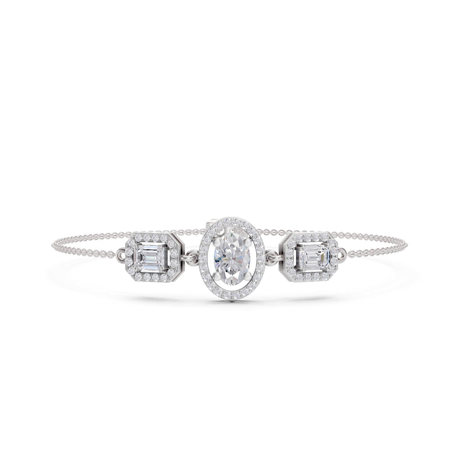 1.66 Carat Emerald Shaped Fashion Bracelet 14K - White Gold