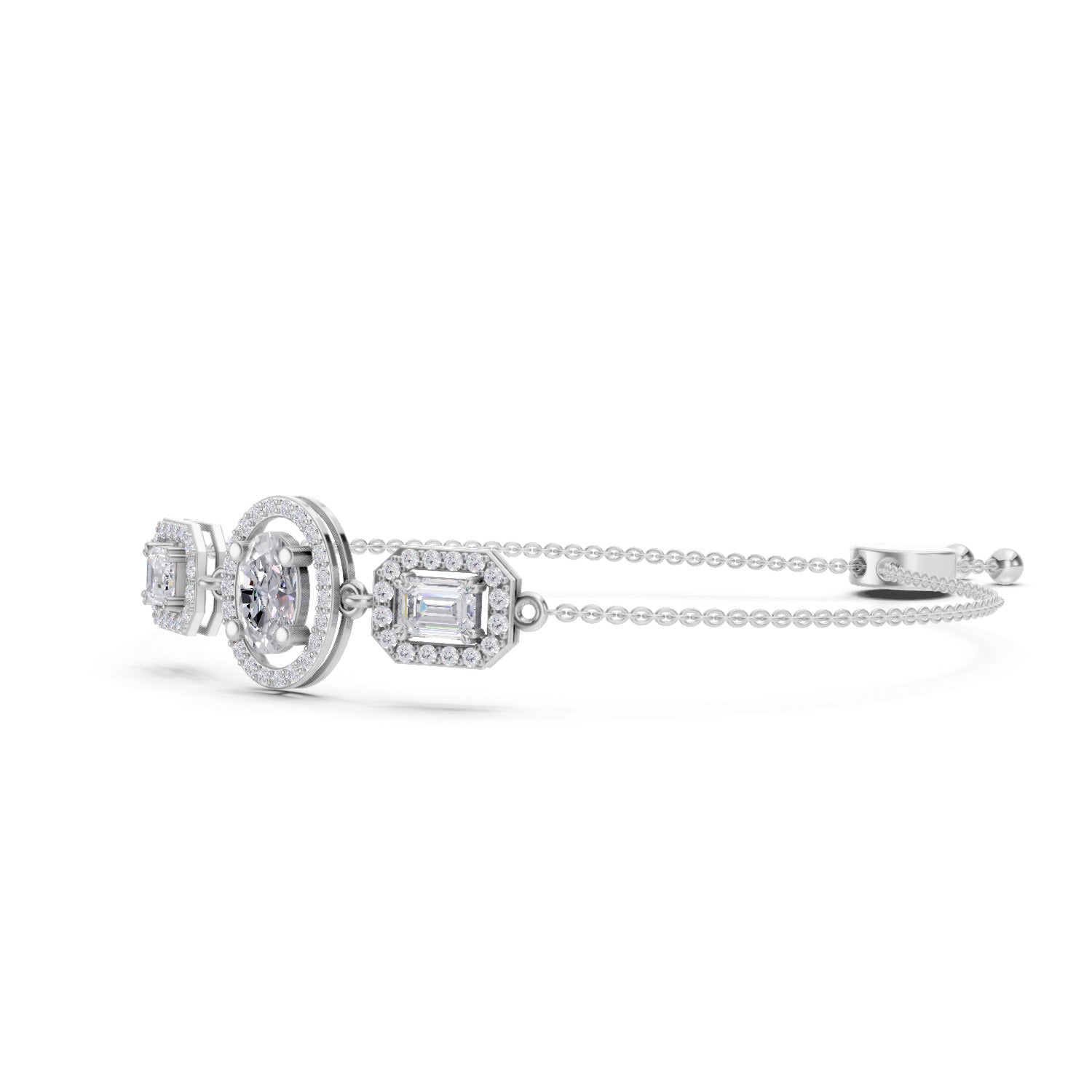 1.66 Carat Emerald Shaped Fashion Bracelet 14K - White Gold