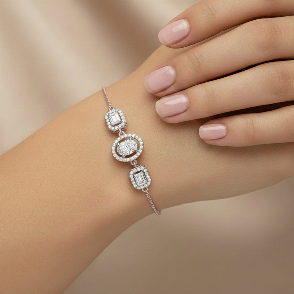 1.66 Carat Emerald Shaped Fashion Bracelet 14K - White Gold
